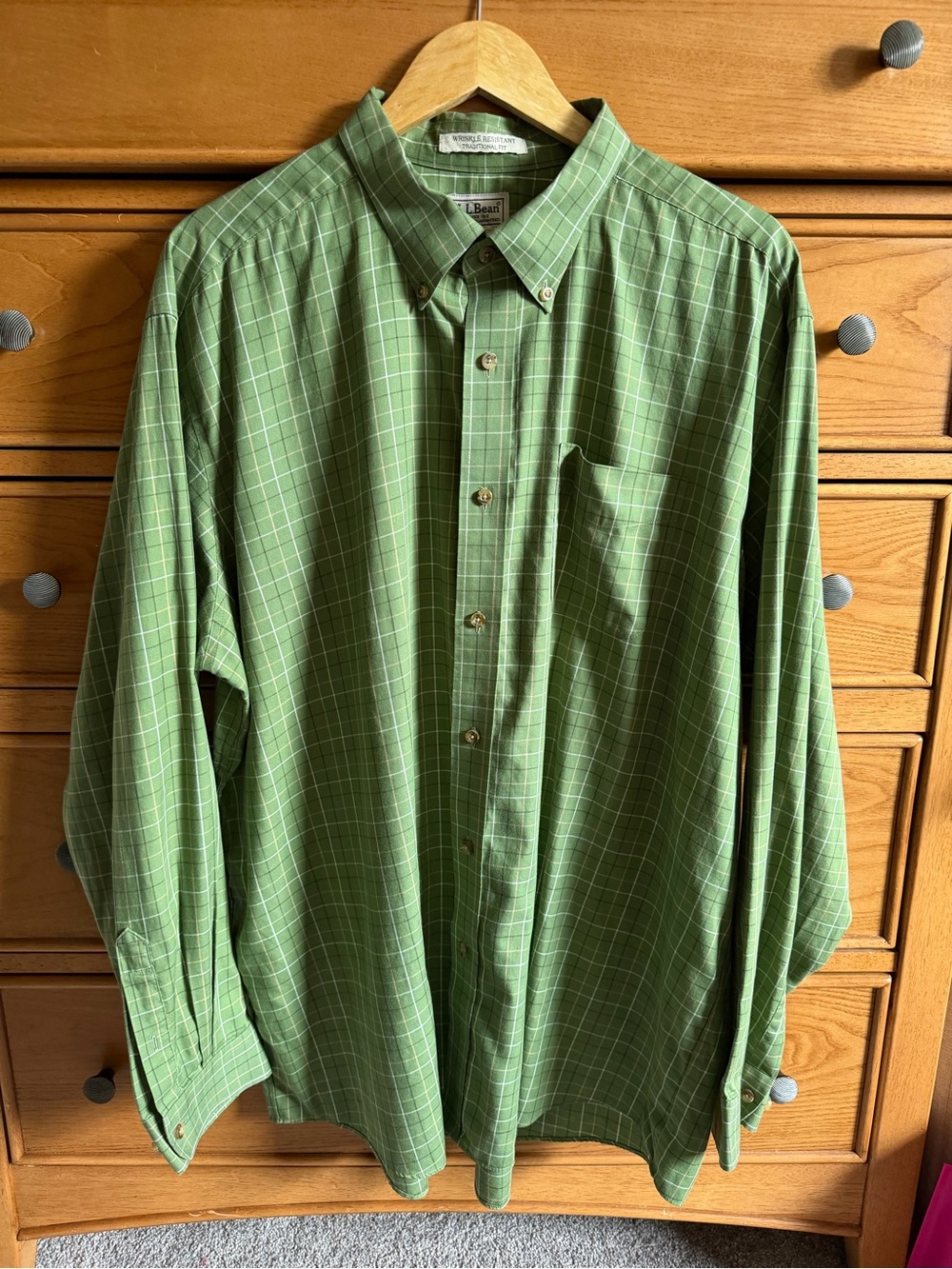 LL Bean 100% Colton Mens Wrinkle Resistant Traditional Fit Size XXL Long Sleeve